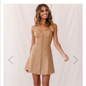 Petunia Tie-Up Back Mini Dress Tan